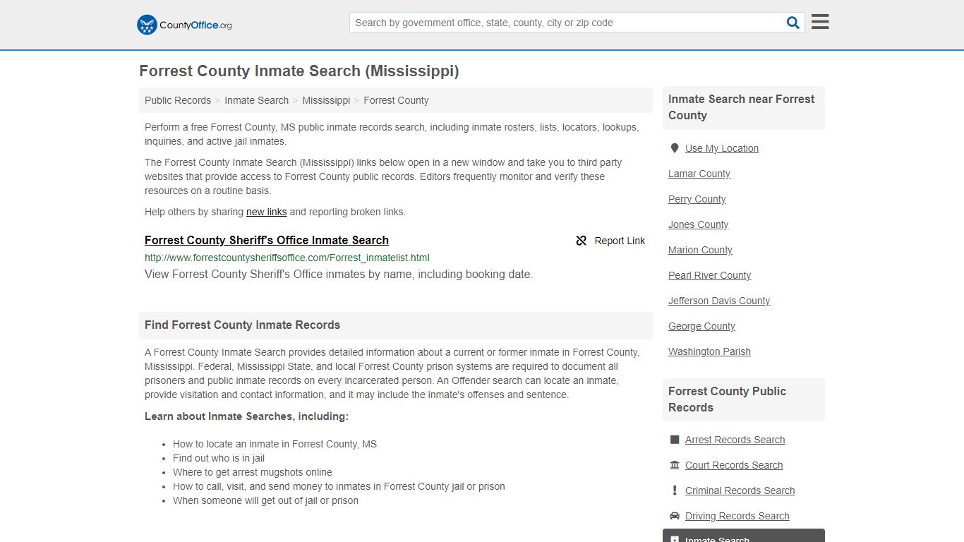 Inmate Search - Forrest County, MS (Inmate Rosters & Locators)